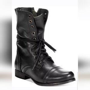 Steve Madden Black Leather Combat Boots
